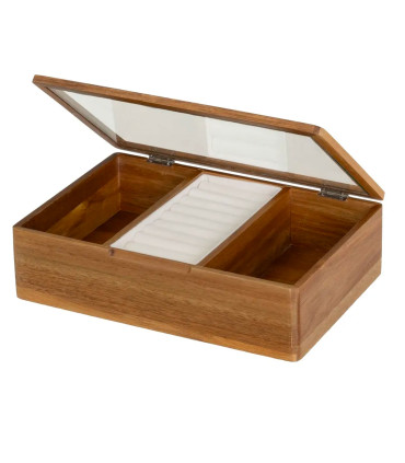 jewelery Box acacia wood and Glass 24x16x6.5cm