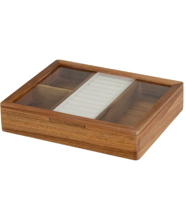 Boîte à bijoux en bois d'acacia et verre 25x20x5cm