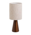 Lampe à poser en bois et abat jour lin beige 16x16x37cm
