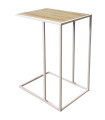 Table d'appoint / bout de canapé métal blanc et bois 40x30x58cm