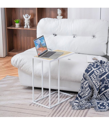 Metal and white Wood Side Table 40x30x58cm