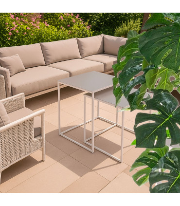 Set of 2 Coffee Tables beige MetaL 38x38x41cm