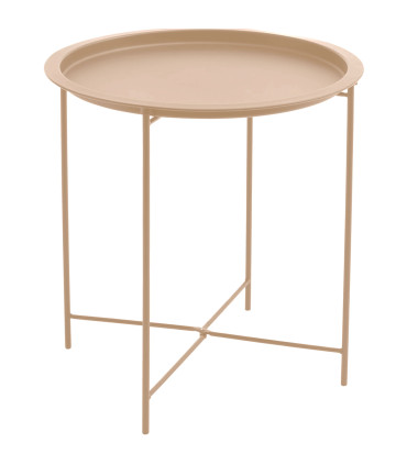 Beige metal round side table 47x47x51cm