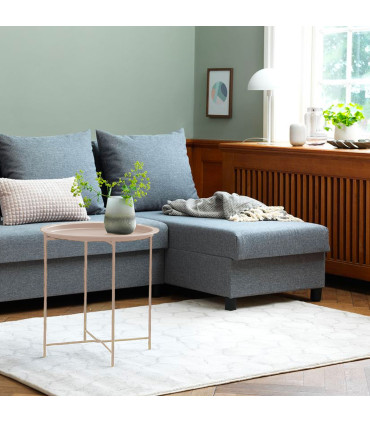 Beige metal round side table 47x47x51cm