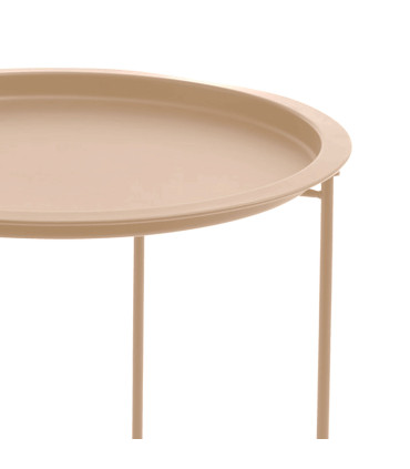 Beige metal round side table 47x47x51cm