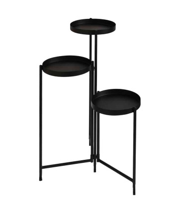 Triple Plant Pot Stand Black and Gold Metal