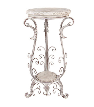 Support pot plante classique en bois et métal blanc 40x40x75cm