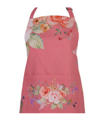 Tablier de cuisine en coton rose fleuri 70x85cm