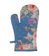 Gant de cuisine 100% coton bleu motif fleuri 18x30cm