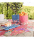 Gant de cuisine 100% coton bleu motif fleuri 18x30cm