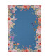 Torchon 100% coton bleu motif fleuri 50x70cm