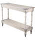 Console classique bois blanchi 2 étagères 110x35x78cm