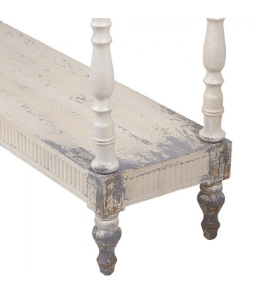 Console classique bois blanchi 2 étagères 110x35x78cm