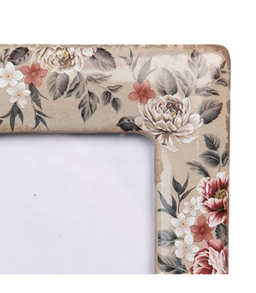Cadre photo rectangulaire mural ou à poser beige fleuri pour photo 9x13cm