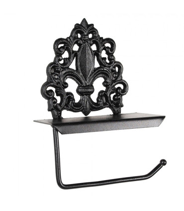 Wall WC Paper Holder black metal Lily 25x7x16cm