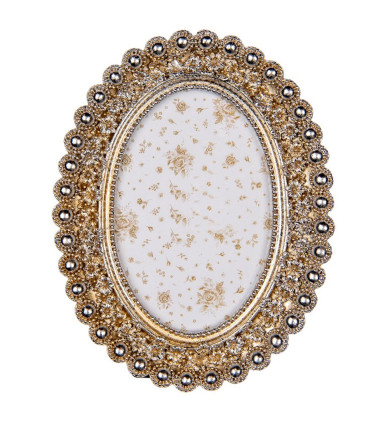 Photo Frame oval white and gold 13x18cm