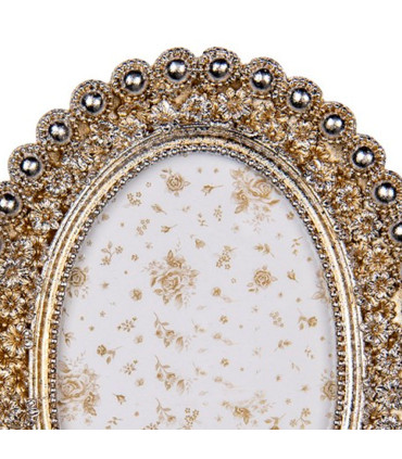 Photo Frame oval white and gold 13x18cm