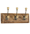Wall Coat Rack Wood, Metal and Ceramic 30x7x10cm
