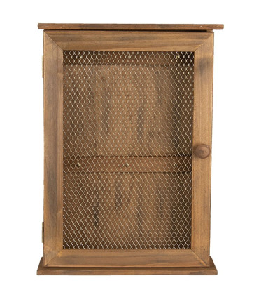 Boîte à clés murale en bois grillagé 28x9x40cm