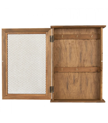 Boîte à clés murale en bois grillagé 28x9x40cm