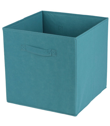 Boîte de rangement cube intissé bleu 31x31x31cm