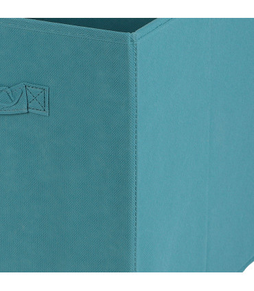 Boîte de rangement cube intissé bleu 31x31x31cm