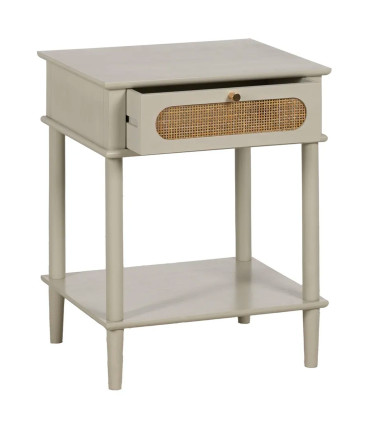 Table de chevet classique en bois gris clair 1 tiroir 48x40x61.5cm