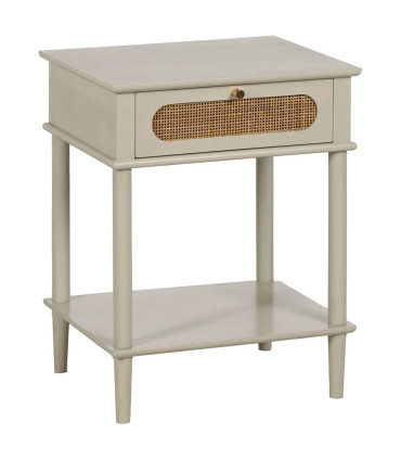 Table de chevet classique en bois gris clair 1 tiroir 48x40x61.5cm