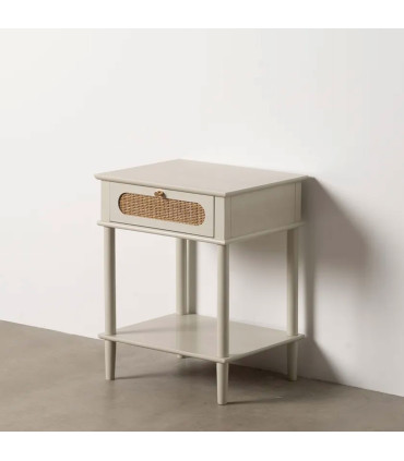 Table de chevet classique en bois gris clair 1 tiroir 48x40x61.5cm