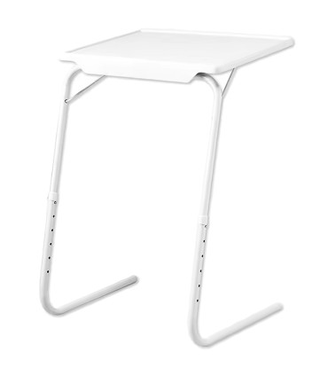 Table d'appoint métal blanc 52x40x55-73.5cm