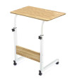 Table d'appoint métal blanc et bois 60x40x65-89cm