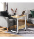 Side Table Metal white and wood 60x40x65-89cm