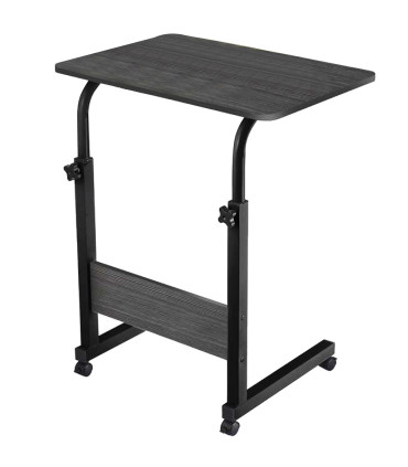 Table d'appoint métal et bois noir 60x40x65-89cm