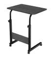 Side Table Metal and wood black 60x40x65-89cm