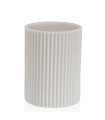 Porte brosse à dents en résine blanche stries 7x7x10cm