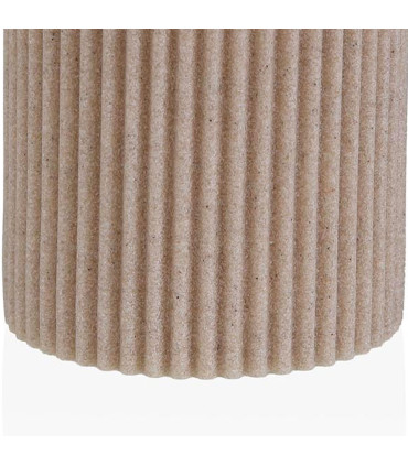 Porte brosse à dents en résine beige stries 7x7x10cm
