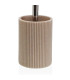 Brosse WC en résine beige stries et métal 9.5x9.5x37cm