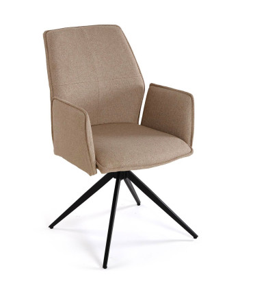 Fauteuil de bureau pivotant tissu beige 60.5x57.5x87cm