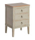 Table de chevet classique en bois beige effet vieilli 3 tiroirs 50x38x72cm