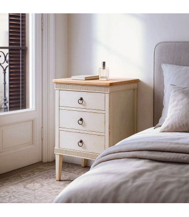 Bedside Table Wood beige 50x38x72cm