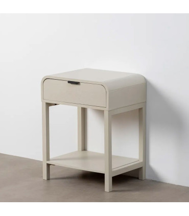 Table de chevet en bois gris clair 1 tiroir 48x35.5x61cm