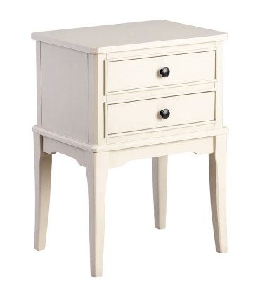Table de chevet classique en bois gris clair 2 tiroirs 40.5x38x56cm