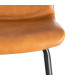 Tabouret de bar vintage similicuir camel et métal noir 47x47x103cm