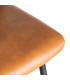 Tabouret de bar vintage similicuir camel et métal noir 47x47x103cm