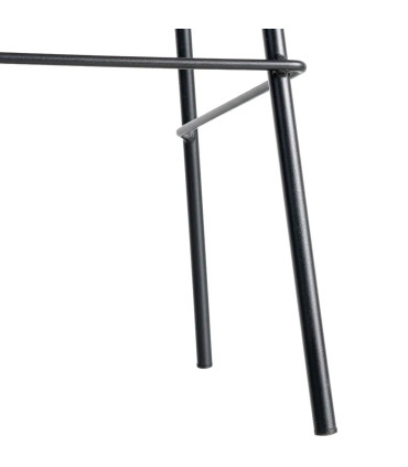 Tabouret de bar vintage similicuir camel et métal noir 47x47x103cm