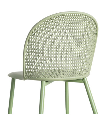 Chaise verte effet cannage 51x46x80cm