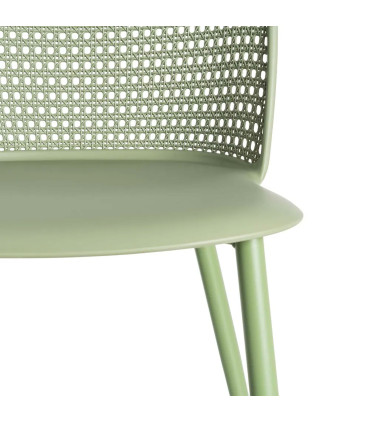 Chaise verte effet cannage 51x46x80cm