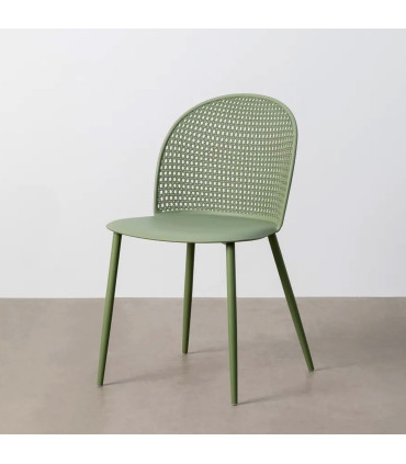 Chaise verte effet cannage 51x46x80cm