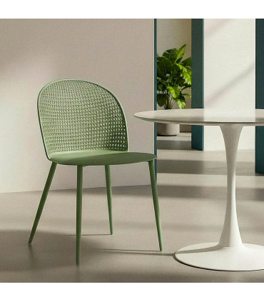 Chaise verte effet cannage 51x46x80cm