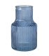 Set de 2 vases en verre strié bleu 9x9x14.5cm